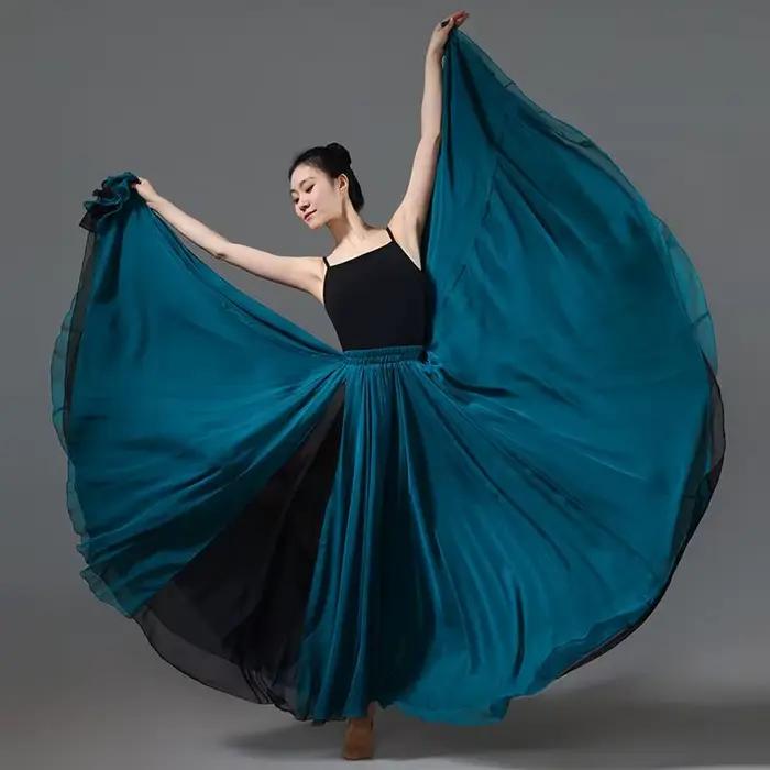 Jupe de danse classique à double couche avec rotation à 720 degrés