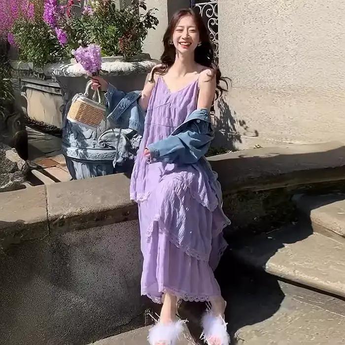 Été Befree longue Vintage décontracté volants élégant Maxi sangle Camis soyeux plage dentelle élégante robe de soirée robes Sexy femmes
