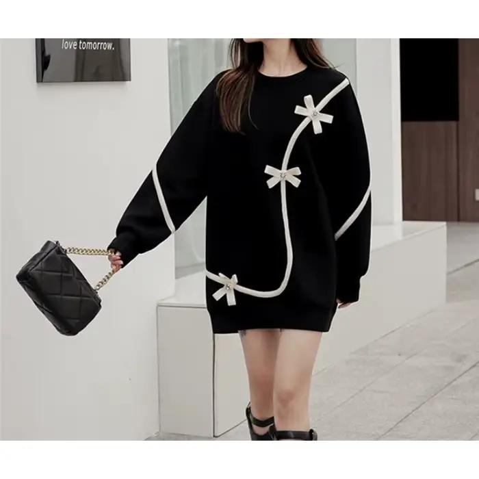 Jupe pull pour femme, longueur moyenne et longue, robe ample printemps-automne