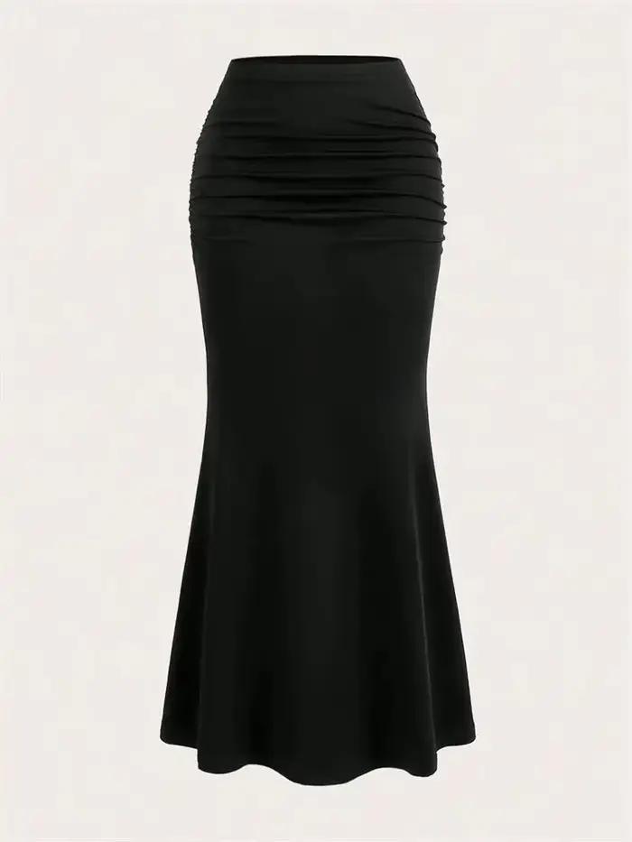 Jupe Longue Sirène Élégante Taille Haute Polyvalente Pour Femmes Occasions Spéciales Automne Hiver