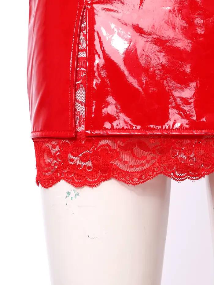 Mini-jupe moulante en similicuir brillant pour femme
