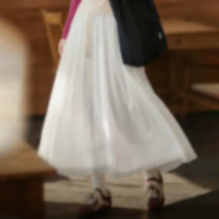 Jupe midi plissée blanche taille haute pour femme Maden