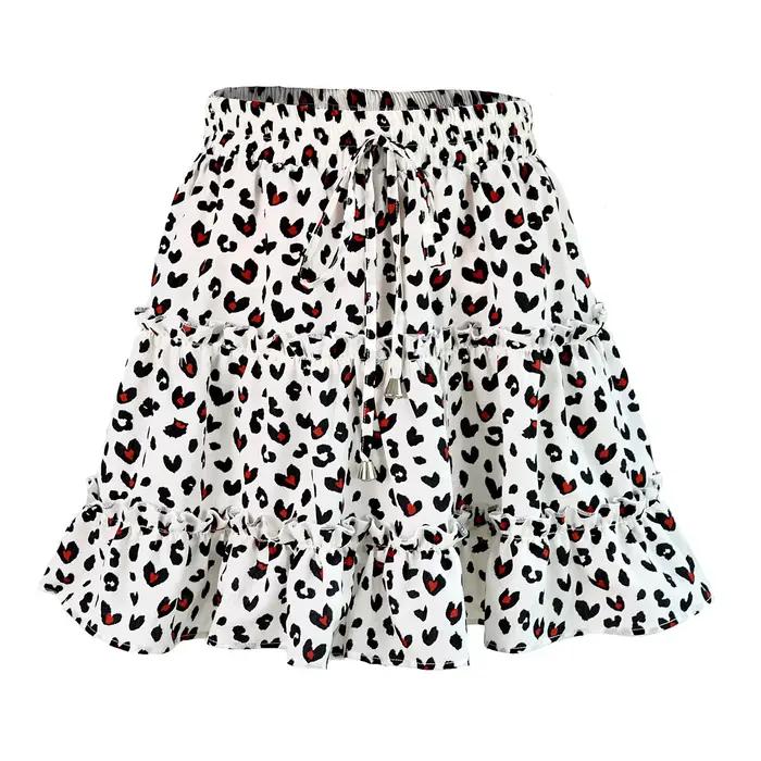 Jupe florale INPETAL à cordon de serrage pour femmes style streetwear mini design de plage d été à volants à plusieurs niveaux pour occasions estivales