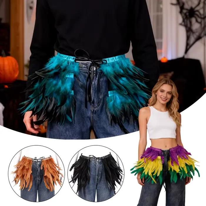 Jupe de plumes de Festival, boule de maquillage d'halloween, Costume Punk gothique, accessoires de spectacle sur scène, Mini jupe courte de fête pour femmes