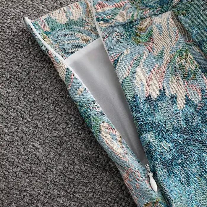 Robe de bal bleu ciel peinture florale vintage ample pour femmes longueur aux genoux soirée élégante vintage femmes vêtements de mode occassions spéciales