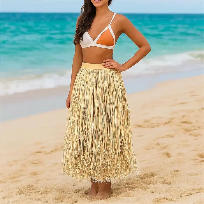 Lot de 4 jupes hula en raphia pour adultes (femmes et hommes)