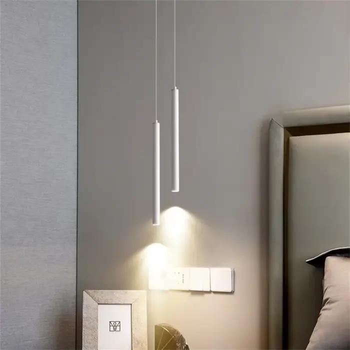 Lampe suspendue LED nordique à tube long, design moderne et minimaliste, luminaire de plafond cylindrique pour cuisine, chambre à coucher, salle à manger, décoration intérieure