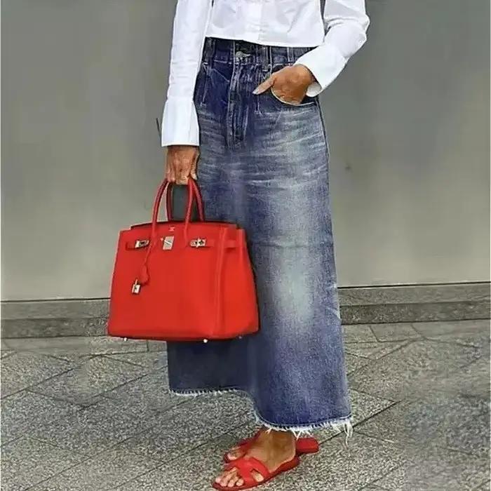 Jupe longue en jean pour femme Krisstargirls – Tendance hiver et printemps