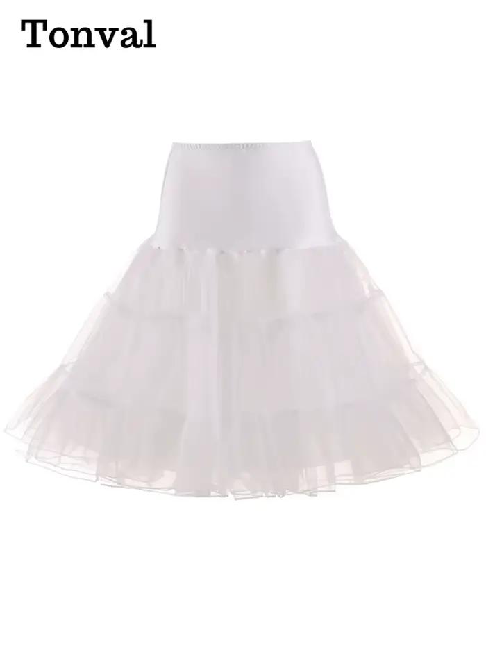 Tonval plissé Vintage Voile sous-jupe Ballet Tutu jupes pour femmes 50s rétro jupe mariage élégant fête jupon
