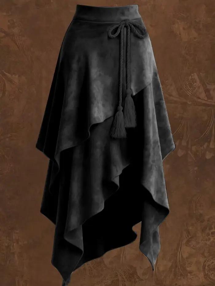 Jupe en daim de style western rétro, design irrégulier, jupe unie
