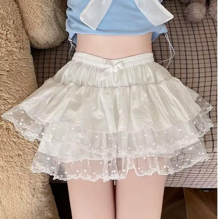 Mini-jupe rétro japonaise pour femmes, jupe vintage en dentelle, style Kawaii Lolita, jupe tendance des années 2000, tenues chics, nouveauté