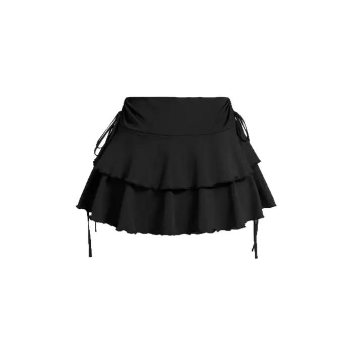 Jupe courte polyester et coton plissée à lacets pour femmes style streetwear polyvalent été printemps