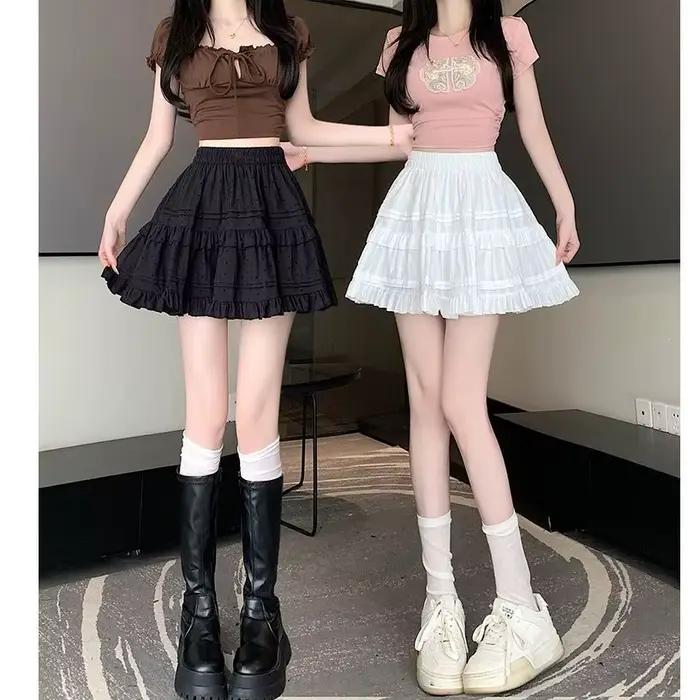Mini-jupes plissées blanches taille haute Kawaii pour femmes