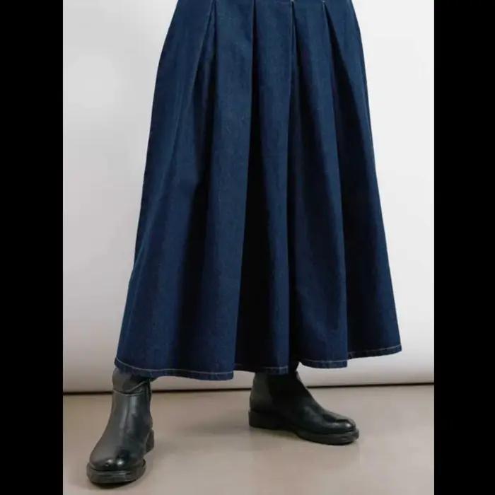Jupe en jean plissée taille haute pour femmes grandes tailles