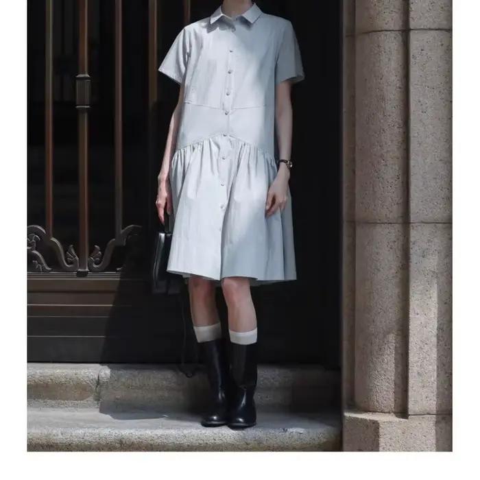 Robe chemise 2026, été, coupe ajustée, robe longue pour femmes
