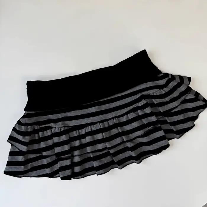 Nouvelle jupe courte trapèze Y2K sexy à rayures et blocs de couleur pour femme 2026