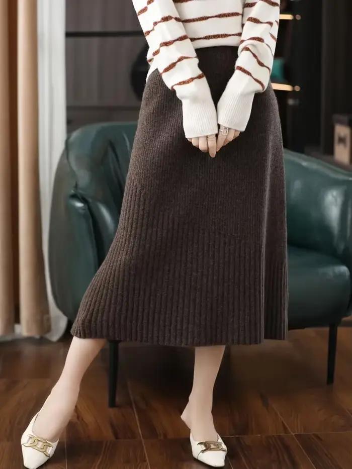 Jupe longue en tricot de cachemire pur pour femmes