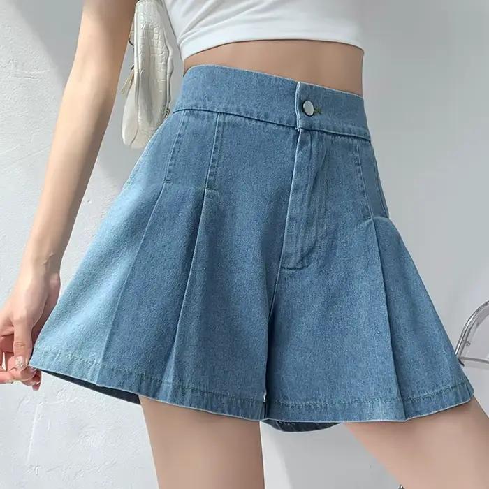 2025 été grande taille Denim Shorts jupes femmes ample décontracté jambe large jean pantalons courts Femme