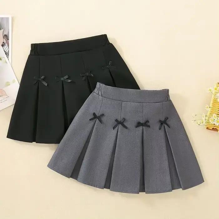 Adolescentes filles jupes plissées couleur unie décontracté enfants école Style a-ligne jupe 2025 printemps été mode