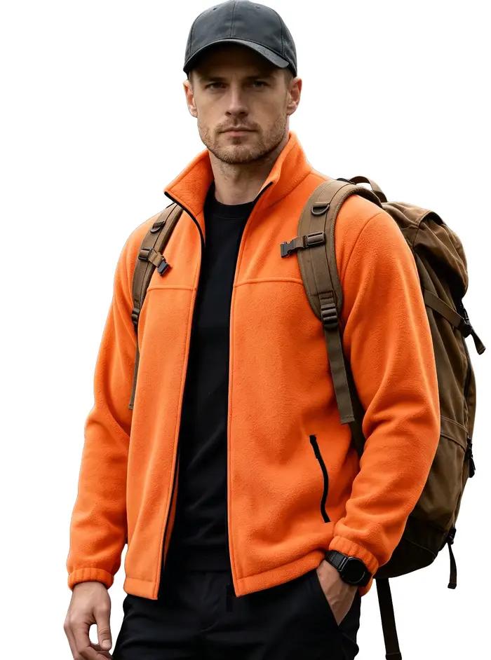 Veste polaire pour hommes, nouvelle collection automne-hiver 2026, fermeture éclair, col montant, manteau chaud pour sports de plein air, style américain décontracté