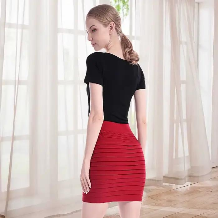 Jupe plissée élastique taille haute moulante Mini