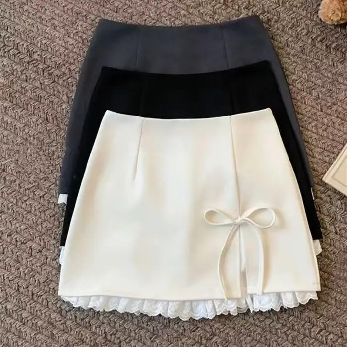 Femmes bureau dame taille haute a-ligne Mini jupe douce élégante
