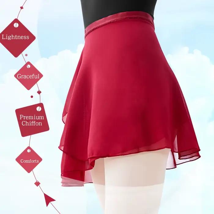 Jupe de ballet pour femmes en polyester semi-transparent avec ceinture réglable à lacets pour danse, spectacle, patinage sur glace et occasions spéciales