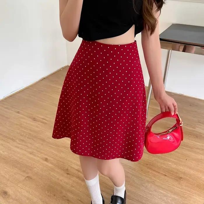 Jupes pour femmes taille haute Midi femme jupe rouge Chic et élégant été 2025 Streetwear tendance