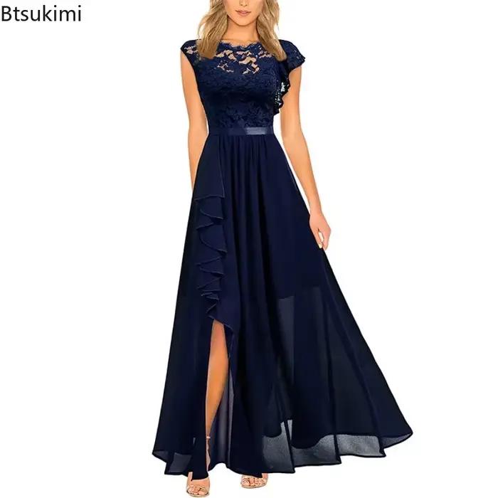 Robe Maxi Élégante Taille Haute Btsukimi En Mousseline de Soie Pour Femmes Occasions Spéciales Soirées Galas Mariages