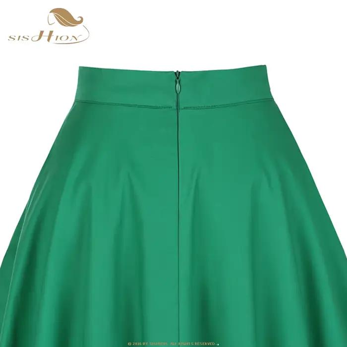 SISHION livraison directe jupe d'été verte VD0020 jupes de patineuse pivotante années 50 60 rétro Vintage taille haute