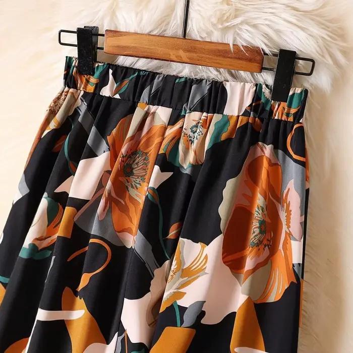 Jupe longue évasée à imprimé floral pour femme