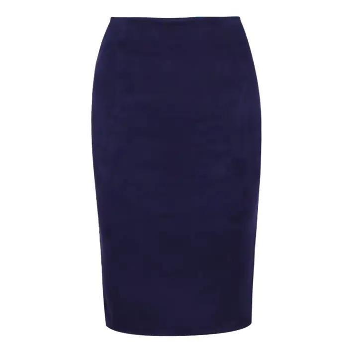 Jupe fendue en daim de couleur unie, jupe taille haute aux hanches