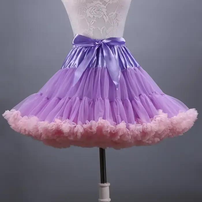 Nouveau Adulte courte Tulle Pettiskirt coloré Tutu Jupe Crinoline Jupon Saia pour les femmes