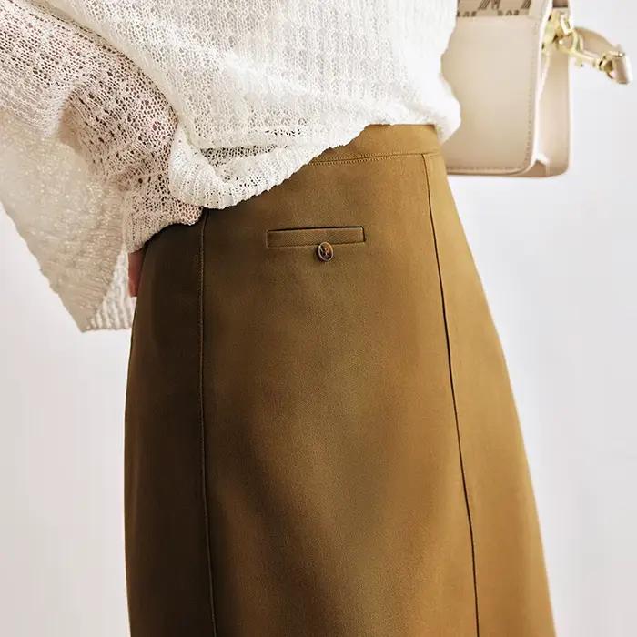 Jupe crayon droite taille haute unie OLrain pour femme