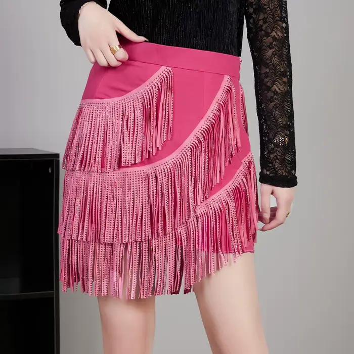 Jupe de danse latine Sexy femmes Chacha Samba Tango couches glands franges robes compétition performance Salsa dame Costume Latin