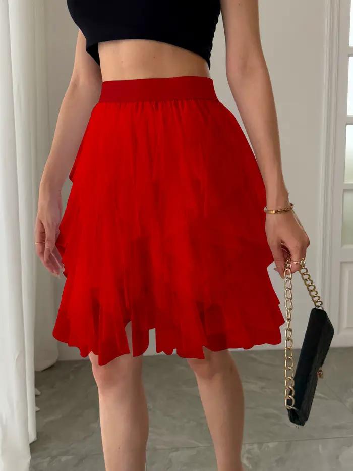 Jupe mi-longue en mousseline de soie pour femme