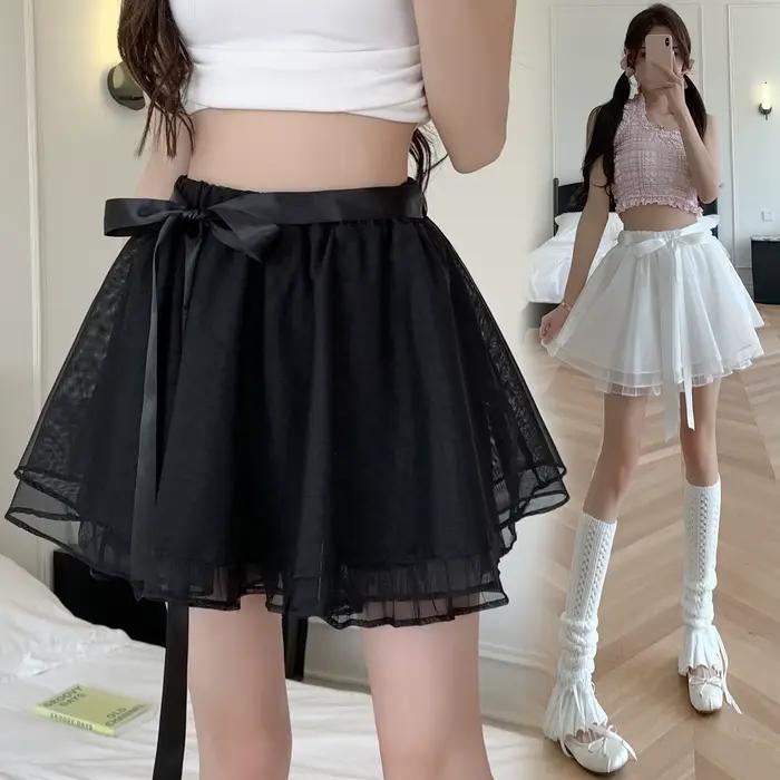 Jupe mi-longue en coton unie à taille haute pour fille