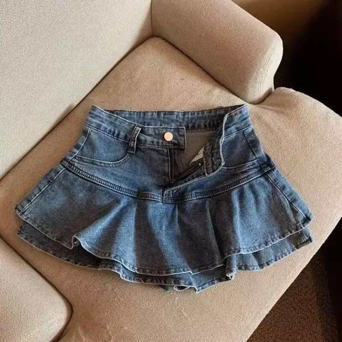Jupe taille haute Sweetdenim en denim pour femmes, courte, décontractée, printemps, confortable, silhouette flatteuse, occasions variées
