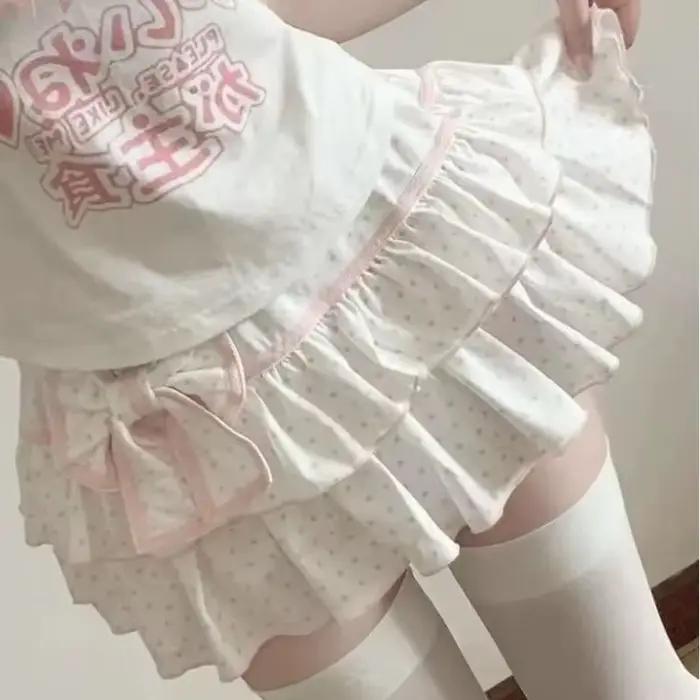 Kawaii Lolita rose doux nœud Mini jupes japonais JK filles mignon blanc volants à plusieurs niveaux gâteau jupe