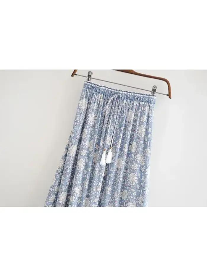 Vintage Chic mode femmes Hippie plage bohème imprimé floral jupes taille haute Maxi a-ligne Boho jupe Femme