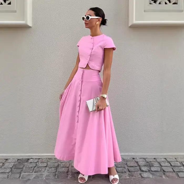 Ensemble jupe longue élégante style français pour femme