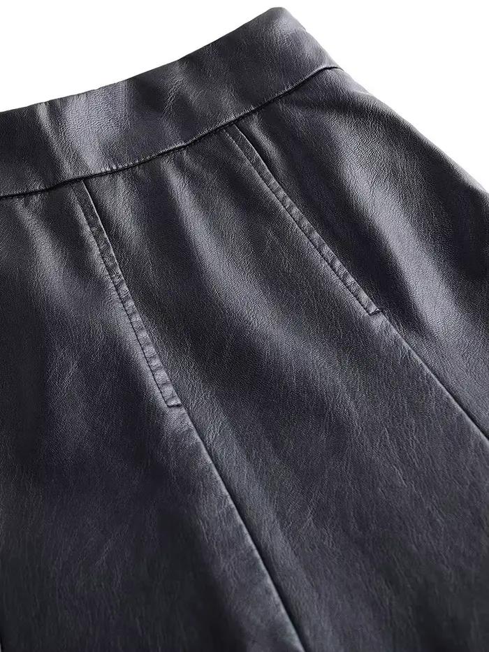 ZUZK femmes Pu cuir jupe courte printemps automne dame taille haute tout-Match