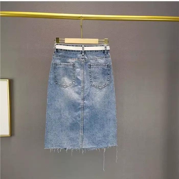 Jupe en jean rouge mi-longue taille haute amincissante pour femmes occasions spéciales printemps été style décontracté