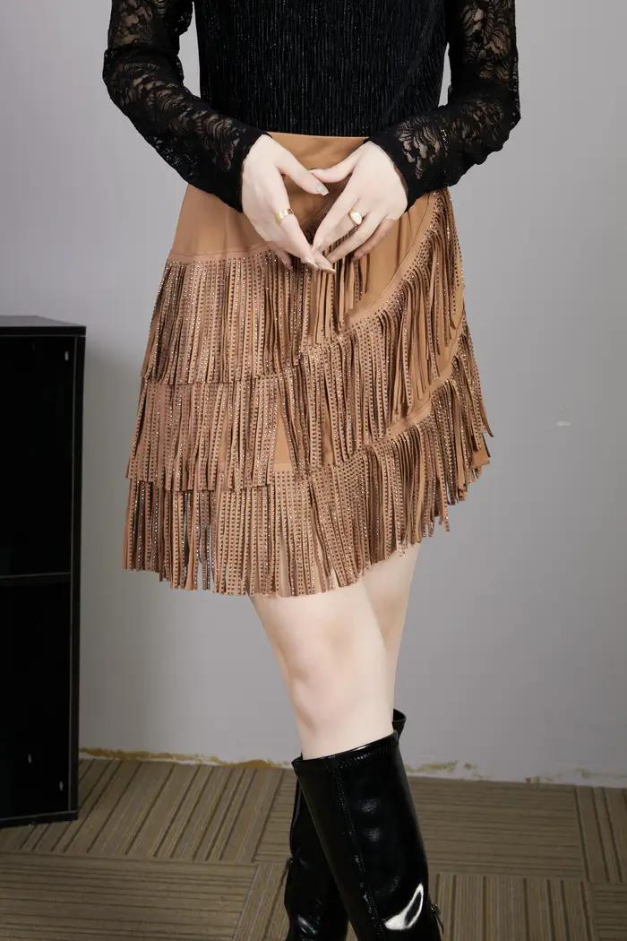 Jupe de danse latine Sexy femmes Chacha Samba Tango couches glands franges robes compétition performance Salsa dame Costume Latin