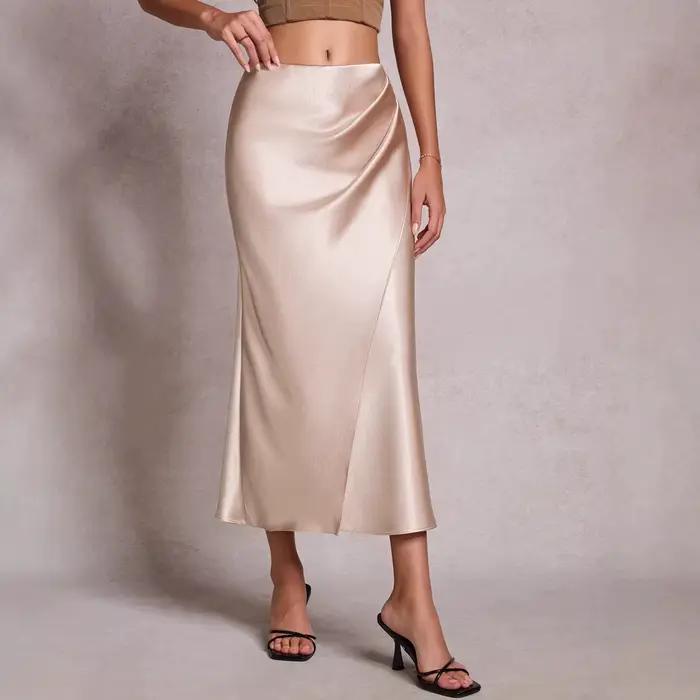 Nouvelle jupe plissée à taille extensible, élégante et moulante pour femmes