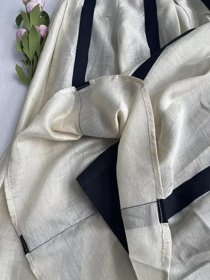 Jupe mi-longue plissée en lin mixte style français élégant à offrir pour femme printemps été occasions spéciales