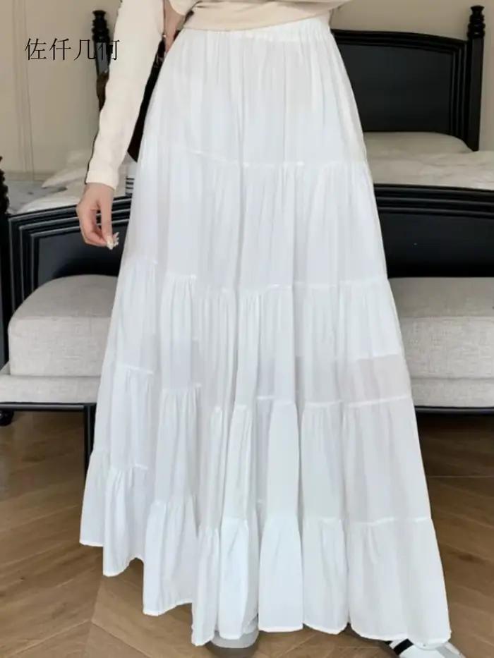 Jupe coréenne mi-longue en Lycra et Polyester pour femmes junior, silhouette empire décontractée, printemps et été, pour rentrée scolaire et sorties
