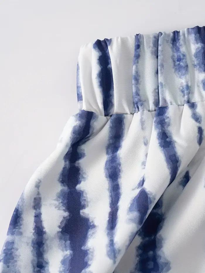 Jupe mi-longue décontractée imprimée bleu encre pour femmes, silhouette trapèze, coupe régulière, polyester, été et bureau
