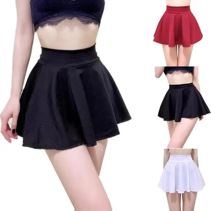 Moulante haute Wiast Wrap jupe plissée robe Sexy a-ligne longue boîte de nuit tenue de fête décontracté Mini jupes pour femme noir blanc