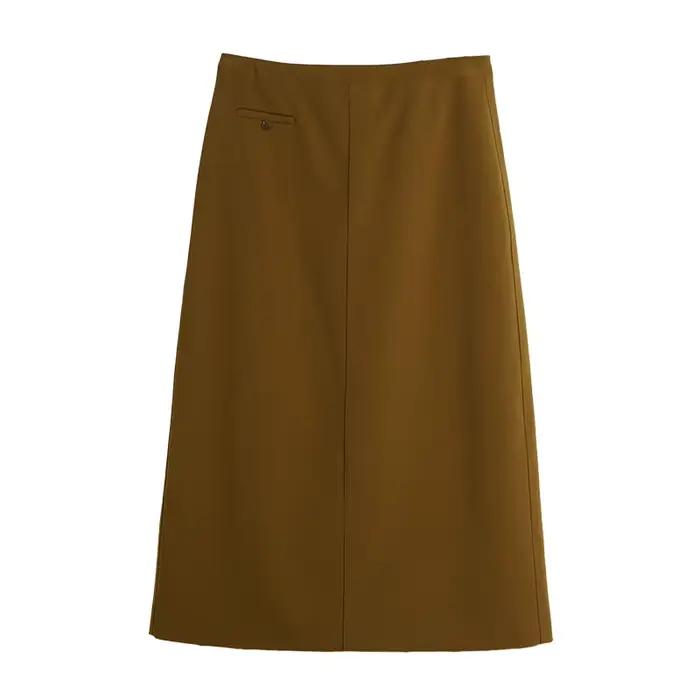 Jupe crayon droite taille haute unie OLrain pour femme